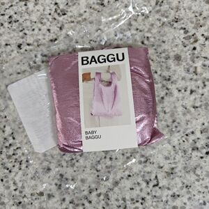 BAGGU Metallic Baby Baggu Reusable Tote Bag (Pink blush metallic)